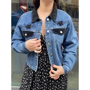 Floral Detail Denim Jacket